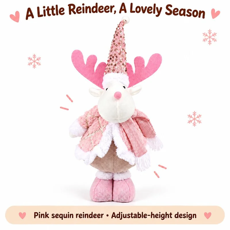 Pink Sequin Reindeer Decoration
