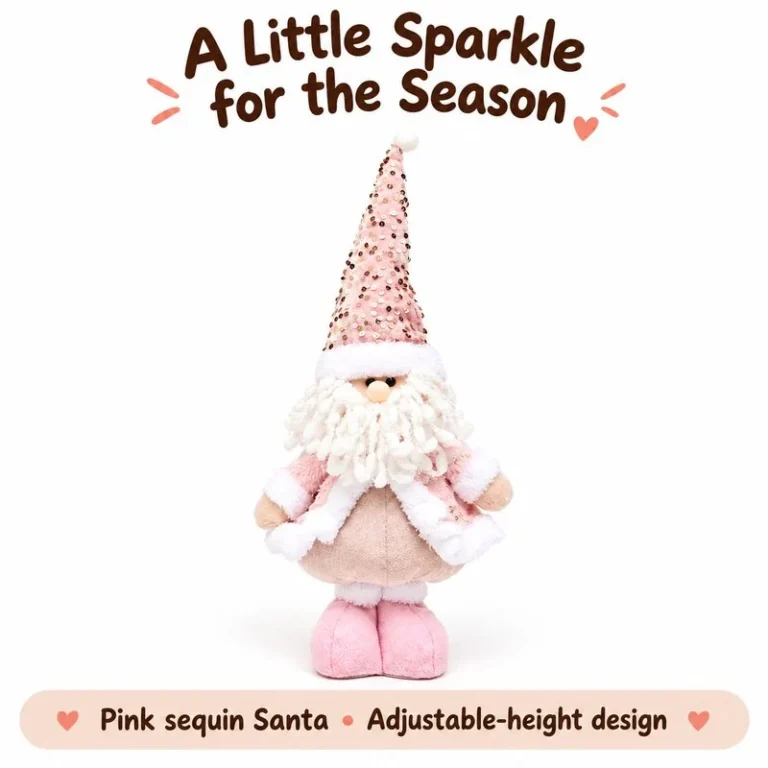 Pink Sequin Santa Decoration
