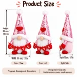 Pink Sequin Valentine Gnome Plush — proposed size reference; dimensions require sample confirmation.
