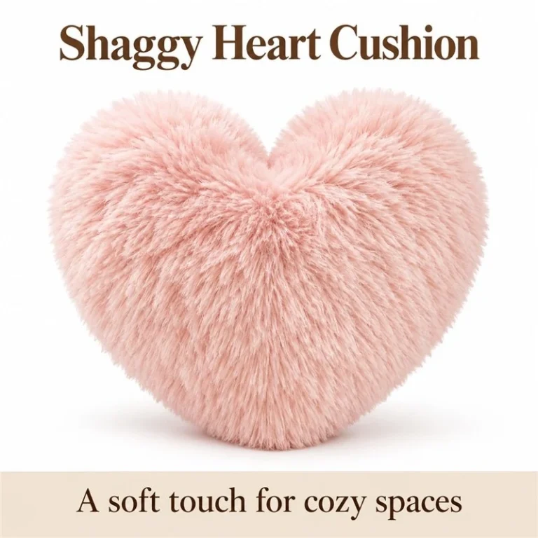 Pink Shaggy Heart Plush Pillow