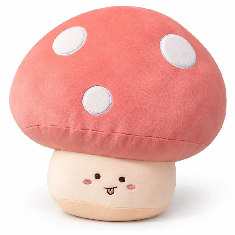 Pink Spotted Mushroom Plush Pillow