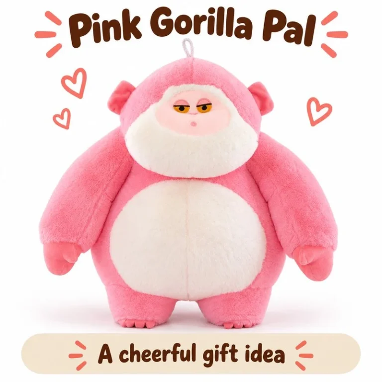 Pink White Belly Gorilla Plush