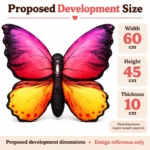 Pink Yellow Butterfly Plush Pillow — proposed size reference; dimensions require sample confirmation.