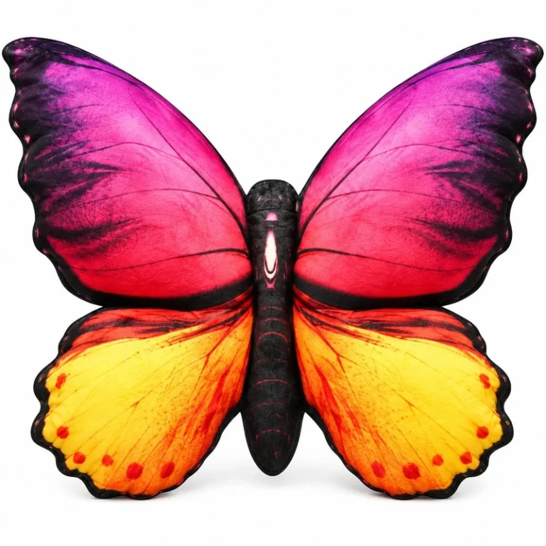 Pink Yellow Butterfly Plush Pillow