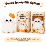 Pumpkin Hairpiece White Ghost Plush — optional packaging concept; final artwork, fit and quotation require confirmation.