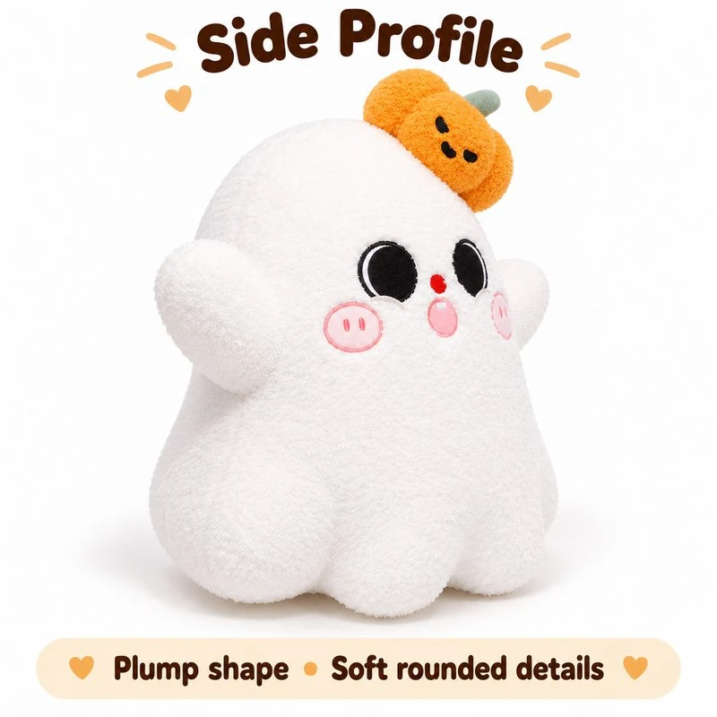 Pumpkin Hairpiece White Ghost Plush — additional angle concept.