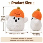Pumpkin Hat Ghost Plush — proposed size reference; dimensions require sample confirmation.