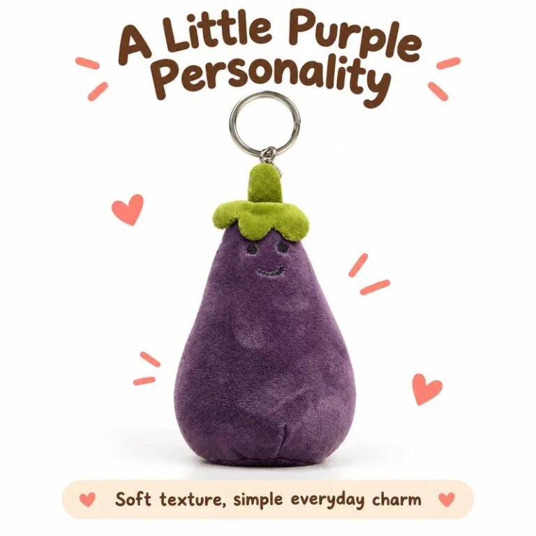 Purple Eggplant Plush Keychain