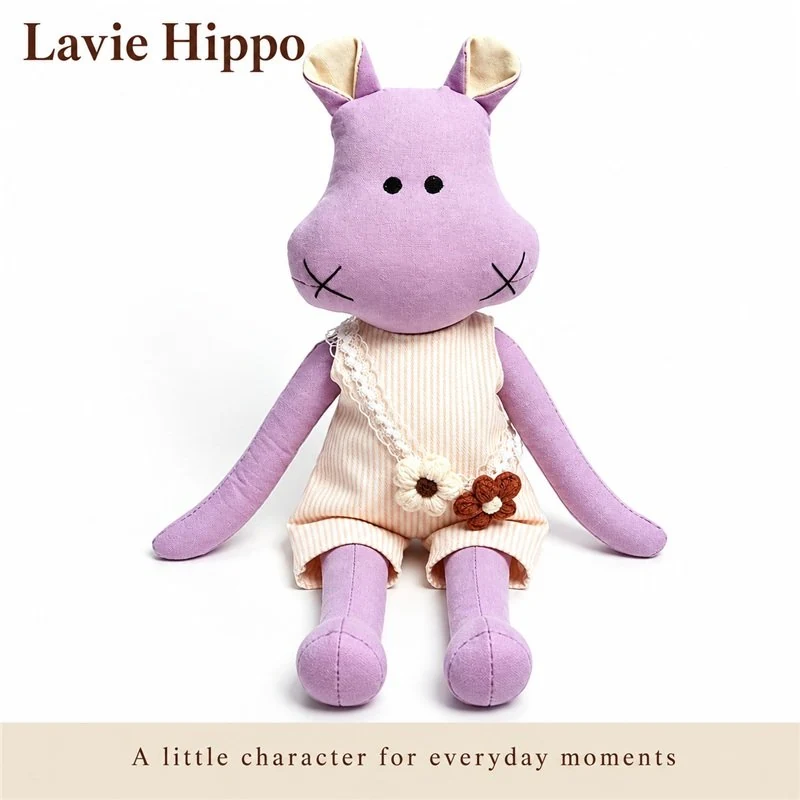 Purple Hippo Cloth Doll