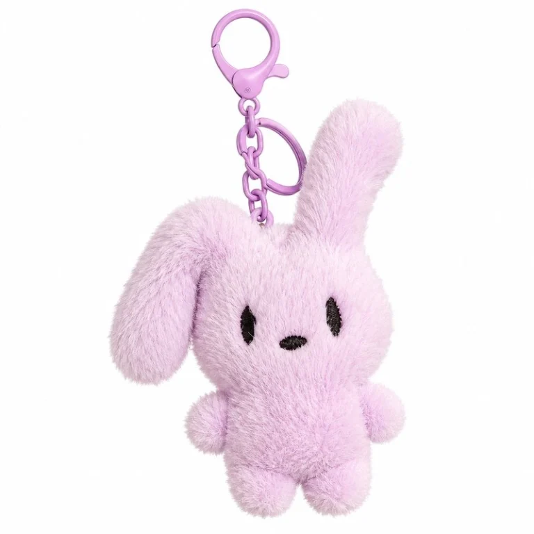Purple Long Ear Bunny Plush Keychain