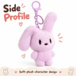 Purple Long Ear Bunny Plush Keychain — additional angle concept.