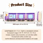 Purple Train Plush Cushion — proposed size reference; dimensions require sample confirmation.