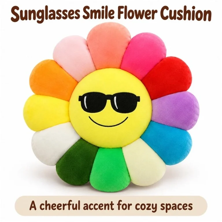 Rainbow Sunglasses Flower Plush Cushion