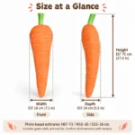 Slender Realistic Carrot Plush Pillow — proposed size reference; dimensions require sample confirmation.
