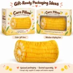 Realistic Corn Cob Section Plush Pillow — optional packaging concept; final artwork, fit and quotation require confirmation.