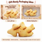 Realistic Ginger Root Plush Pillow — optional packaging concept; final artwork, fit and quotation require confirmation.