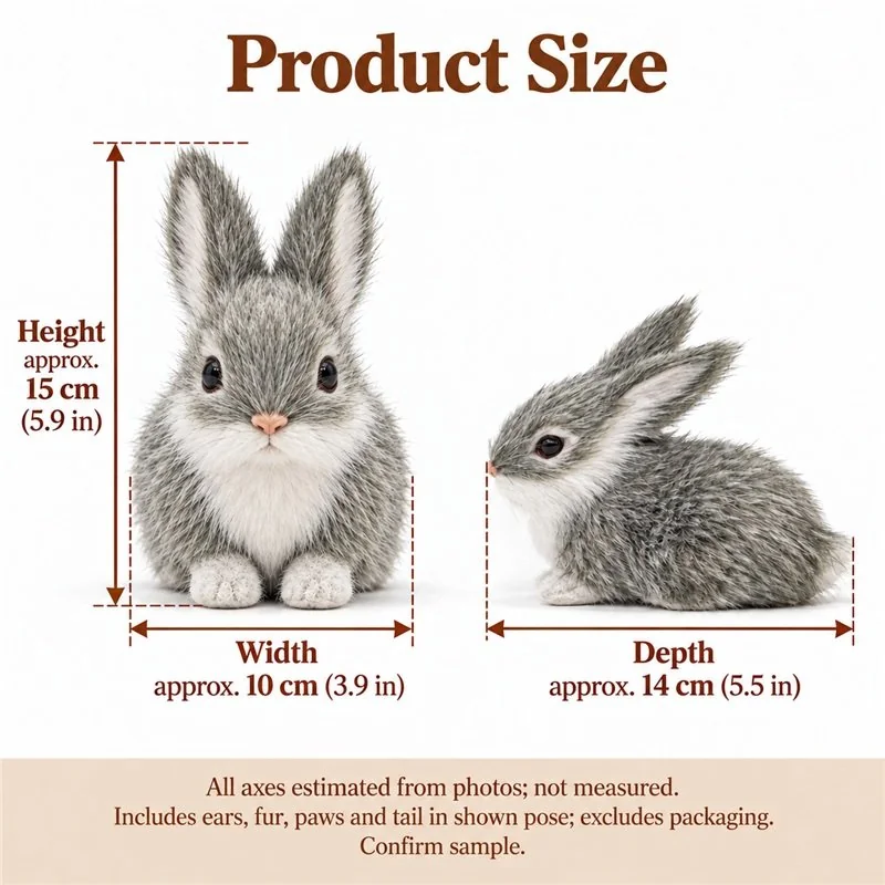 Realistic Gray Easter Rabbit Decoration — proposed size reference; dimensions require sample confirmation.