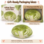Realistic Green Cabbage Plush Pillow — optional packaging concept; final artwork, fit and quotation require confirmation.