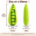 Realistic Pea Pod Plush Pillow — proposed size reference; dimensions require sample confirmation.