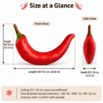 Realistic Red Chili Plush Pillow — proposed size reference; dimensions require sample confirmation.