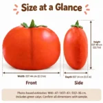 Realistic Tomato Plush Pillow — proposed size reference; dimensions require sample confirmation.