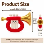 Red And Gold Trumpet Plush — proposed size reference; dimensions require sample confirmation.