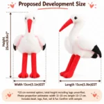 Red Bill White Stork Plush Toy — proposed size reference; dimensions require sample confirmation.