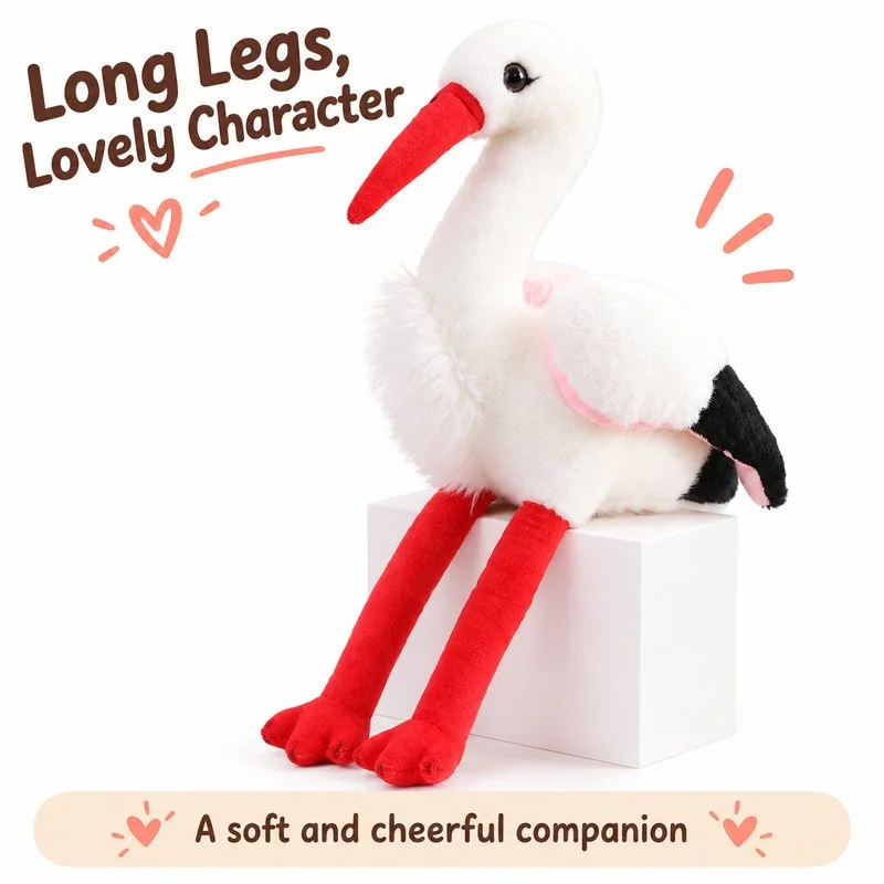 Red Bill White Stork Plush Toy