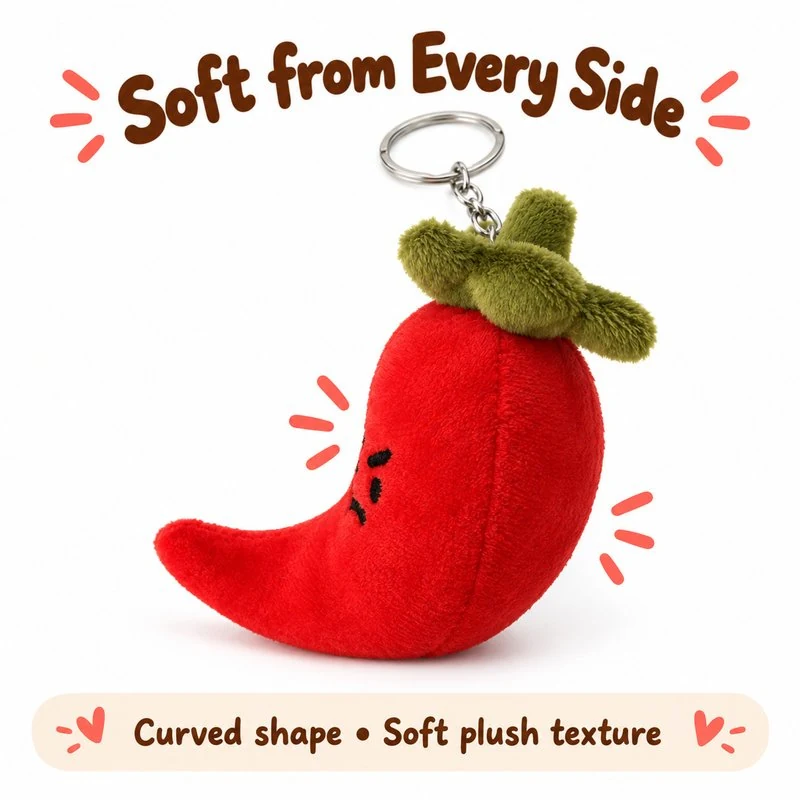 Red Chili Pepper Plush Keychain — additional angle concept.