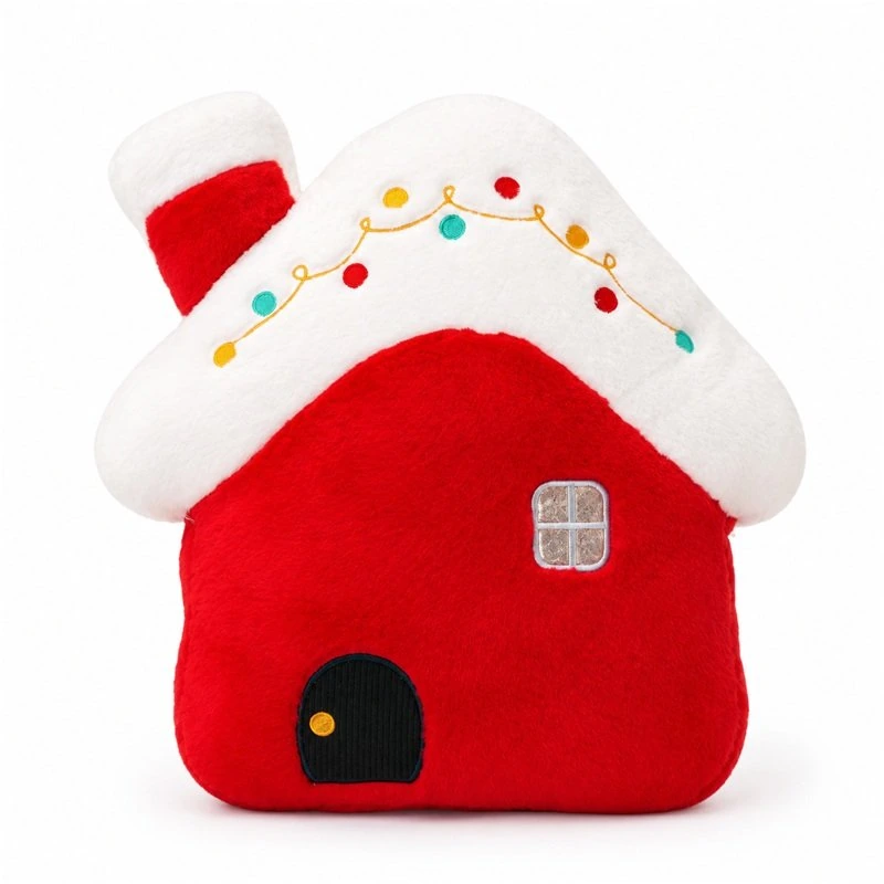 Red Christmas House Plush Cushion