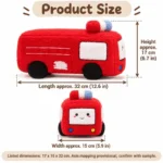 Red Fire Truck Plush Toy — proposed size reference; dimensions require sample confirmation.