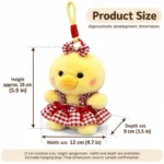 Red Gingham Duck Plush Charm — proposed size reference; dimensions require sample confirmation.