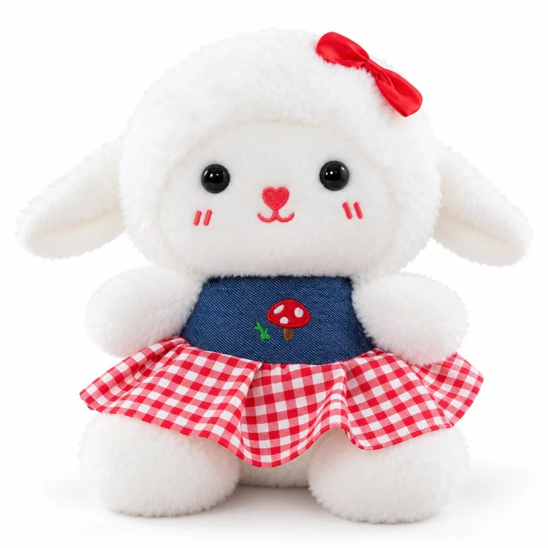 Red Gingham Skirt Lamb Plush