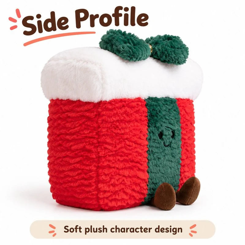 Red Green Christmas Gift Box Plush — additional angle concept.