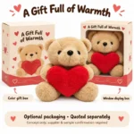 Short Limb Red Heart Teddy Bear Plush — optional packaging concept; final artwork, fit and quotation require confirmation.