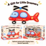 Red Helicopter Plush Cushion — optional packaging concept; final artwork, fit and quotation require confirmation.