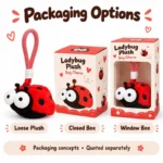 Red Ladybug Plush Keychain — optional packaging concept; final artwork, fit and quotation require confirmation.