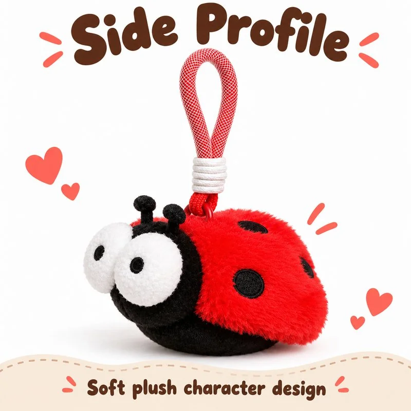 Red Ladybug Plush Keychain — additional angle concept.