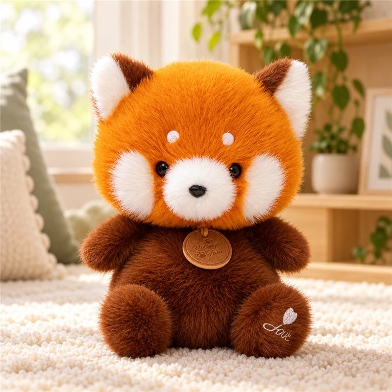 Illustrative application scene featuring red panda plush; setting is a concept.