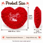 Red Ruffle Love Heart Plush Pillow — proposed size reference; dimensions require sample confirmation.