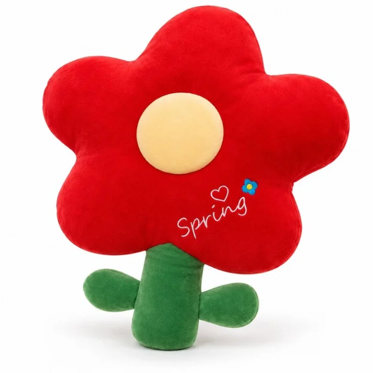Red Spring Flower Plush Pillow