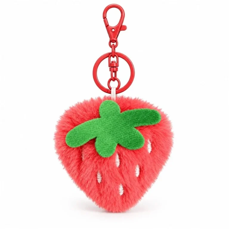 Red Strawberry Plush Keychain