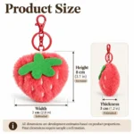 Red Strawberry Plush Keychain — proposed size reference; dimensions require sample confirmation.