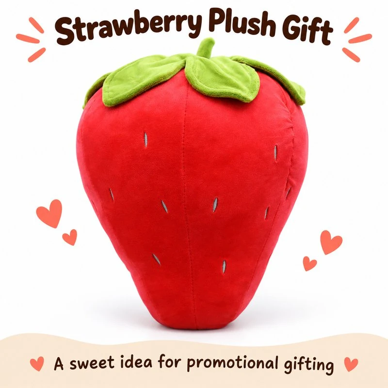 Cartoon Red Strawberry Plush Pillow