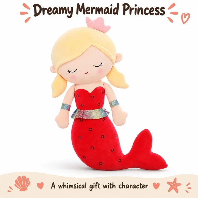 Red Tail Sleeping Princess Mermaid Plush