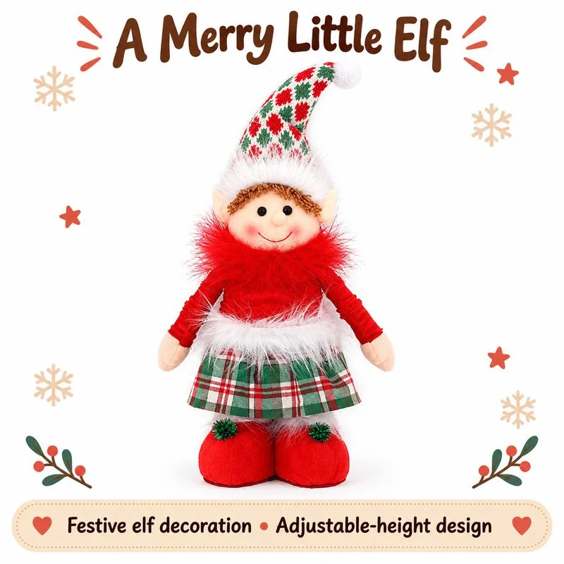 Red Tartan Elf Decoration