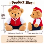 Red Uniform Cabin Crew Teddy Bear — proposed size reference; dimensions require sample confirmation.