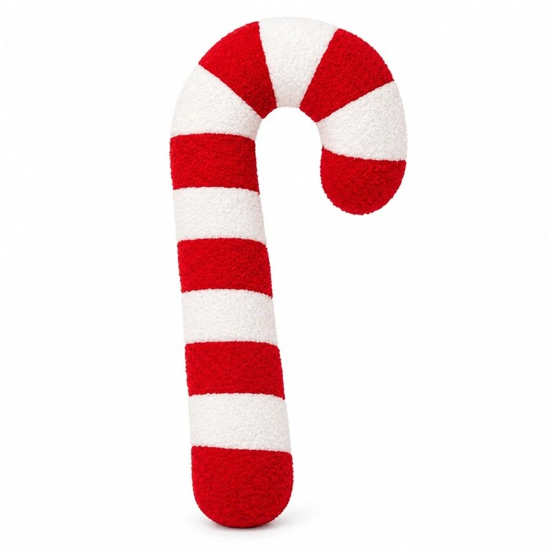 Red White Candy Cane Plush Cushion