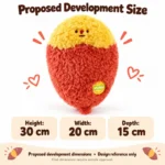 Red Yellow Sweet Potato Plush — proposed size reference; dimensions require sample confirmation.