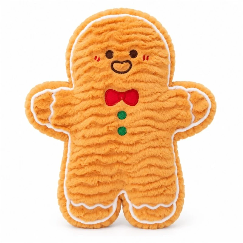 Ribbed Gingerbread Man Plush Pillow
